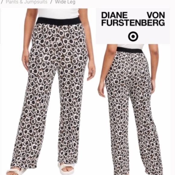 TARGET X DIANE VON FURSTENBERG High Wasted  Knit Poppy print Pants sz 1X NWT - Picture 1 of 4